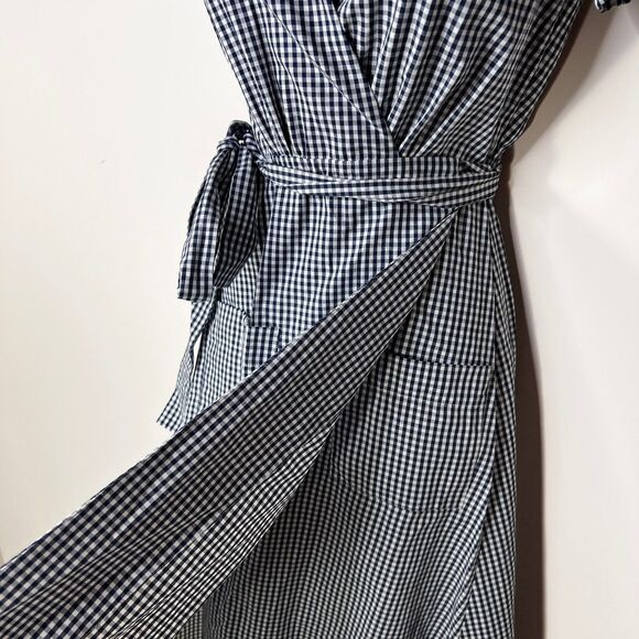 L'Academie Tuscy Wrap Dress XS Revolve Blue White Gingham Pattern Short Sleeve - Picture 5 of 9